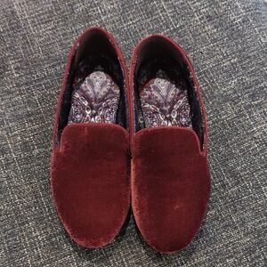 Birdies Burgundy Velvet Loafers